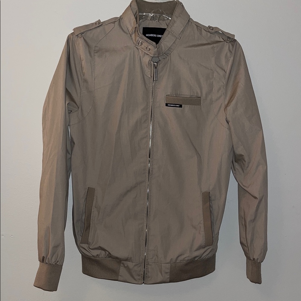 Members Only Tan Bomber Jacket - small
